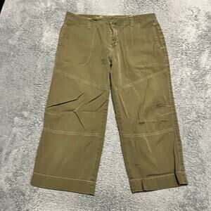 KAVU Pants Womens 8 (33x20.5) Capri Hiking Green Brown Outdoor Gorp